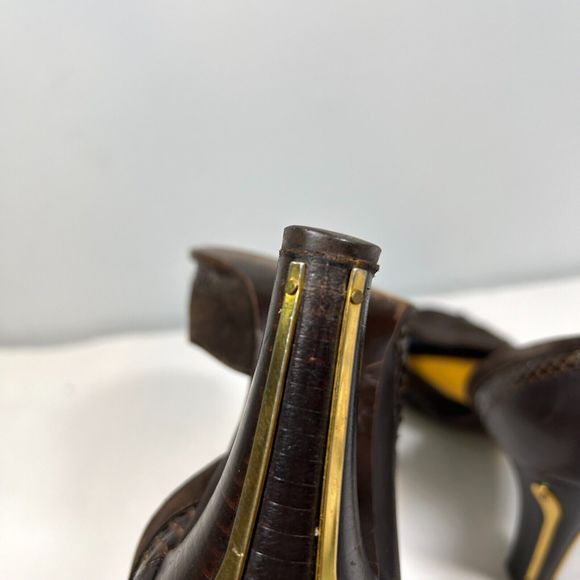 Chloe Leather Suede Cut Out Peep Toe Heels Women's 38.5 (US 8.5) - Picture 7 of 11